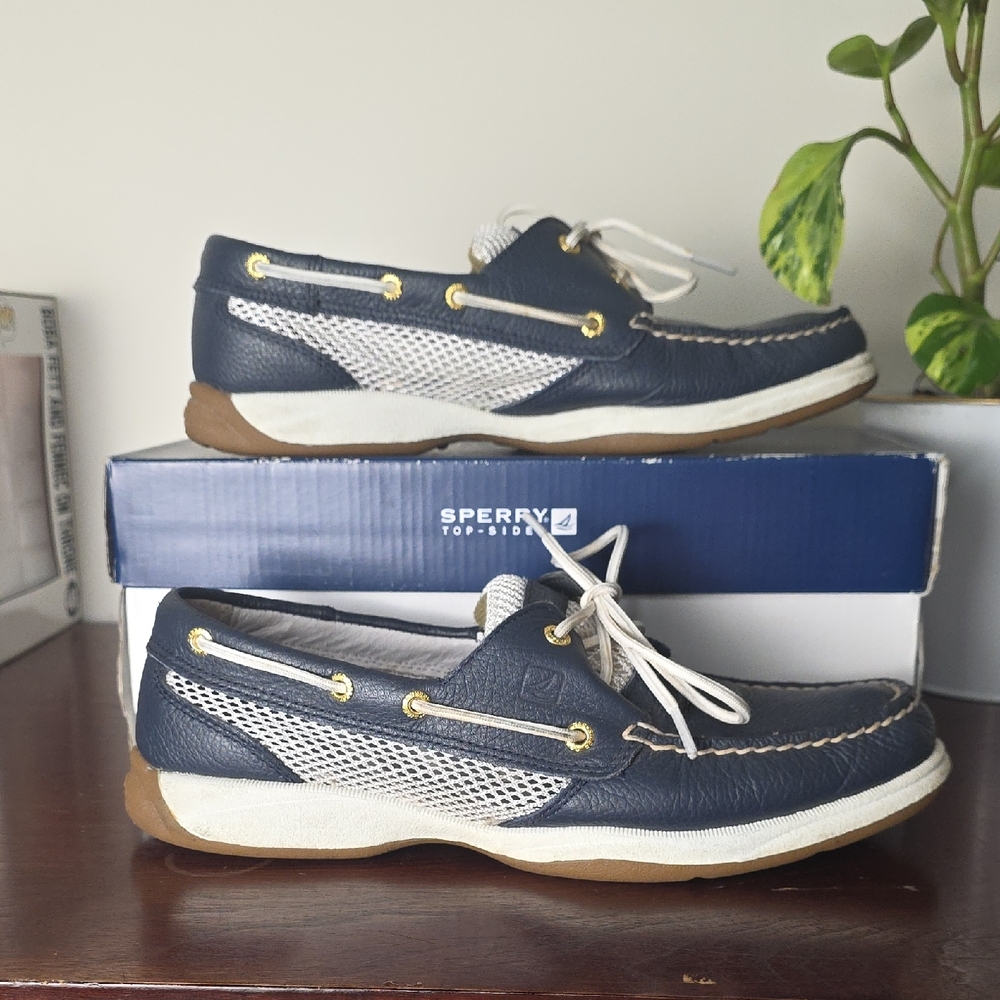 Sperry Women's Navy and White Boat Shoes - Picture 6 of 7
